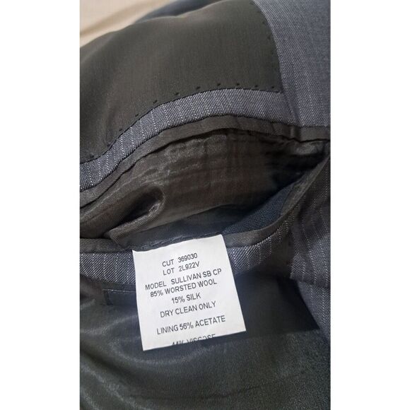 John Varvatos Mens 42R WORSTED WOOL SILK Gray Blazer Jacket Gray Stripe - Picture 8 of 8